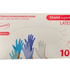 Shield Superb puderfreie Latex-Untersuchungshandschuhe Größe L