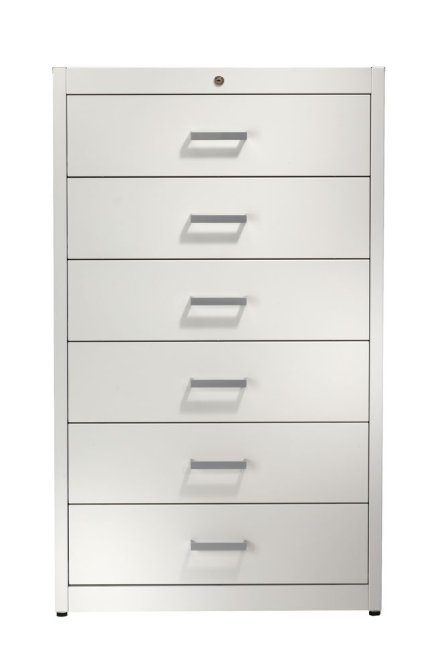 Karteischrank mit Bügelgriff mit 6 Schubladen je 3 Bahnen