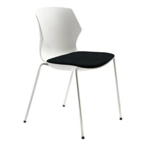 Mayer Sitzmöbel Stapelstuhl Kunststoff mit farbiger Polster - Sitzfläche Ohne Armlehnen, Sitzschale weiß mit Polster | schwarz
